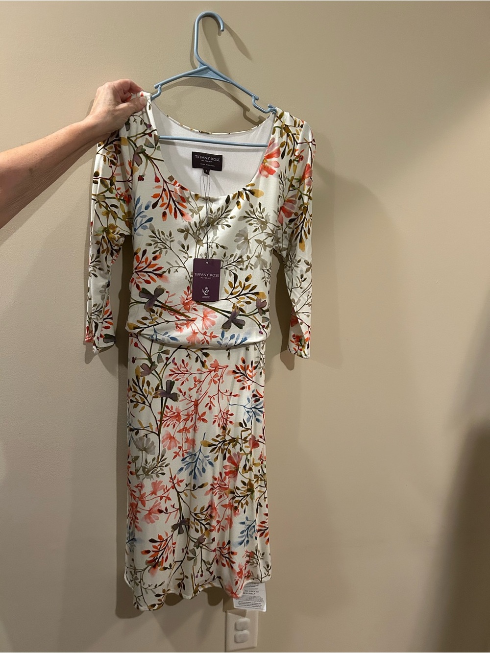 Tiffany Rose White Floral 3/4 Sleeve Midi Dress
